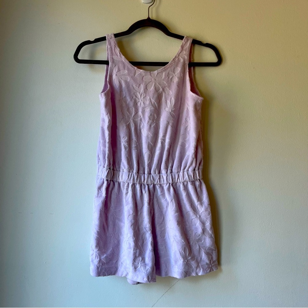 OshKosh Girls Lilac Terry Cloth Romper Size 12 Sleeveless Summer Playsuit Beach